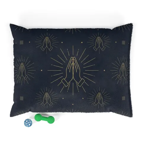 Faith Flag Praying Hands Silhouette Pet Bed — front view