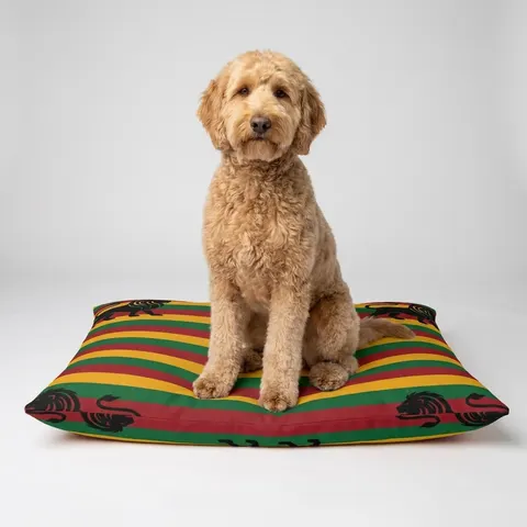 Rasta Flag Red Gold Green with Black Lion Pet Bed