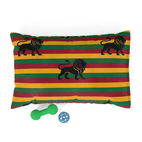 Rasta Flag Red Gold Green with Black Lion Pet Bed — front view