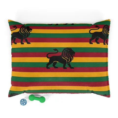 Rasta Flag Red Gold Green with Black Lion Pet Bed — front view