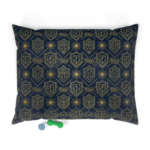 Fisk 1866 Blue & Gold Pet Bed — front view
