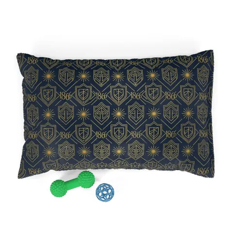 Fisk 1866 Blue & Gold Pet Bed — front view