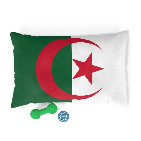 Algeria Green White Red Crescent Pet Bed — front view