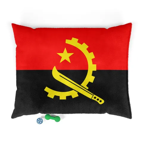 Angola Red Black & Emblem Pet Bed — front view