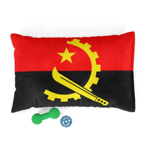 Angola Red Black & Emblem Pet Bed — front view