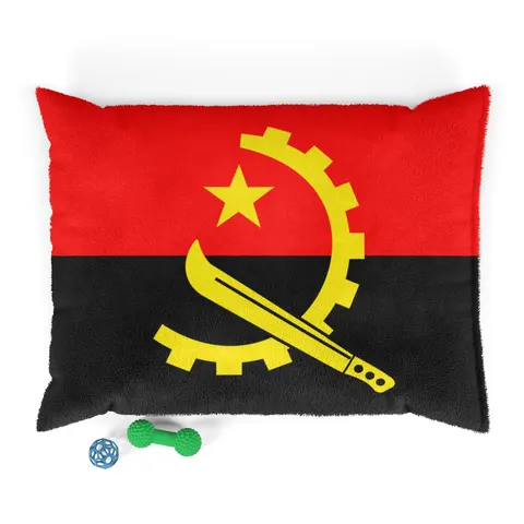Angola Red Black & Emblem Pet Bed — front view