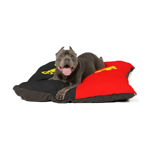 Angola Red Black & Emblem Pet Bed — other view