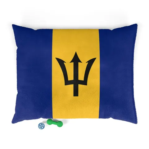 Barbados Blue Gold Trident Pet Bed — front view