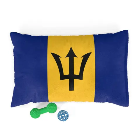 Barbados Blue Gold Trident Pet Bed — front view
