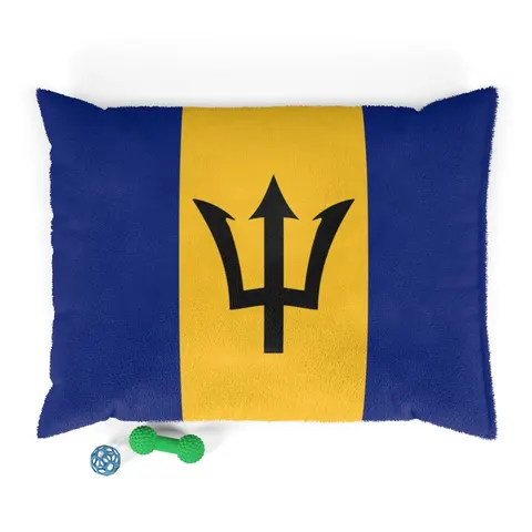 Barbados Blue Gold Trident Pet Bed — front view