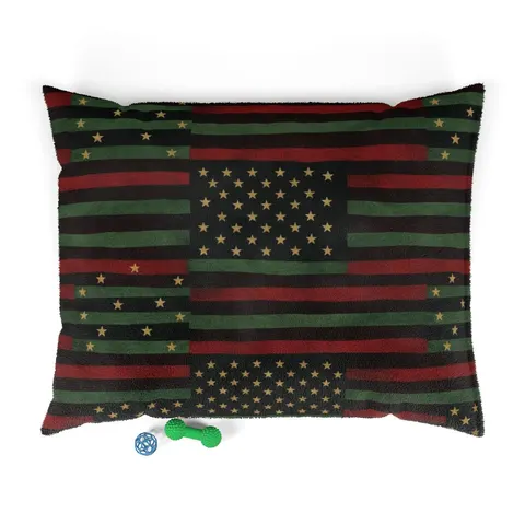 Black American Pan-African Stars & Stripes Pet Bed — front view