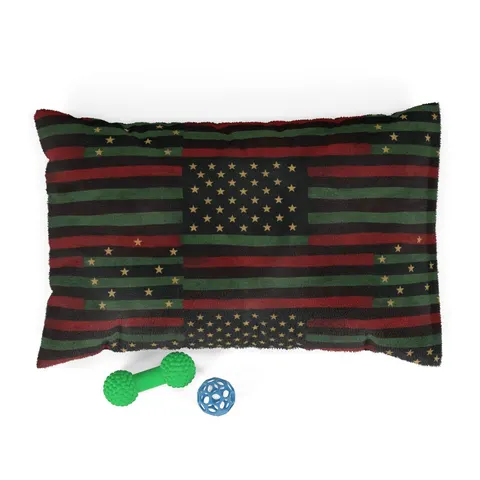 Black American Pan-African Stars & Stripes Pet Bed — front view