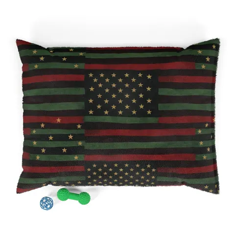 Black American Pan-African Stars & Stripes Pet Bed — front view