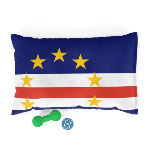 Cabo Verde Blue Stripe & Stars Pet Bed — front view