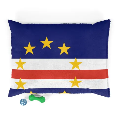 Cabo Verde Blue Stripe & Stars Pet Bed — front view