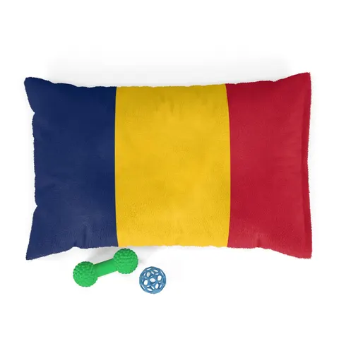 Chad Blue Yellow Red Pet Bed — front view