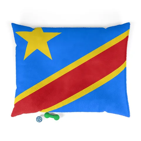 DR Congo Sky Blue & Red Diagonal Pet Bed — front view
