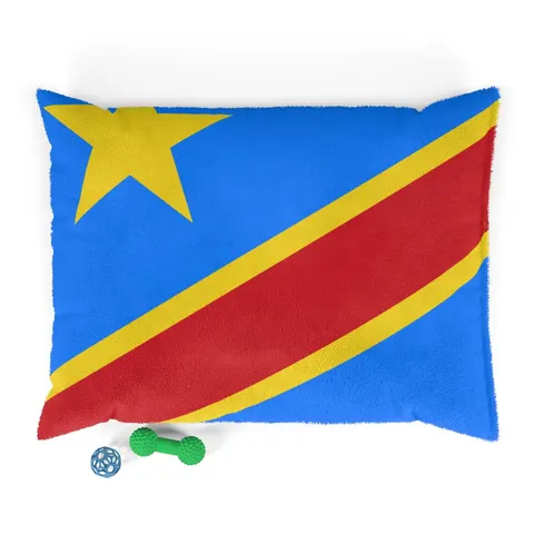 DR Congo Sky Blue & Red Diagonal Pet Bed — front view