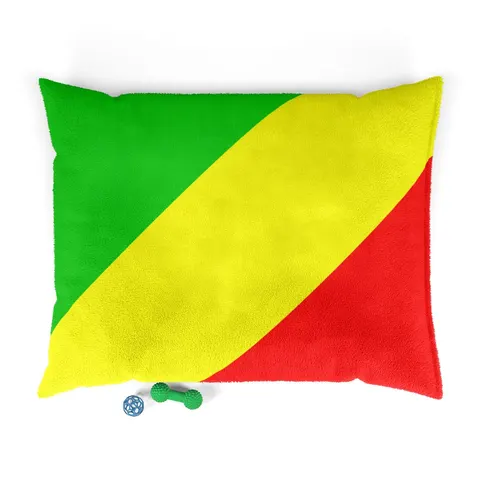 Republic of the Congo Diagonal Tricolor Pet Bed — front view