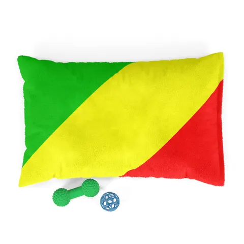 Republic of the Congo Diagonal Tricolor Pet Bed — front view