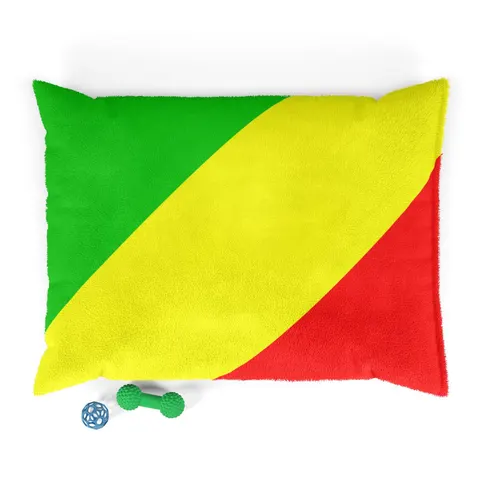 Republic of the Congo Diagonal Tricolor Pet Bed — front view