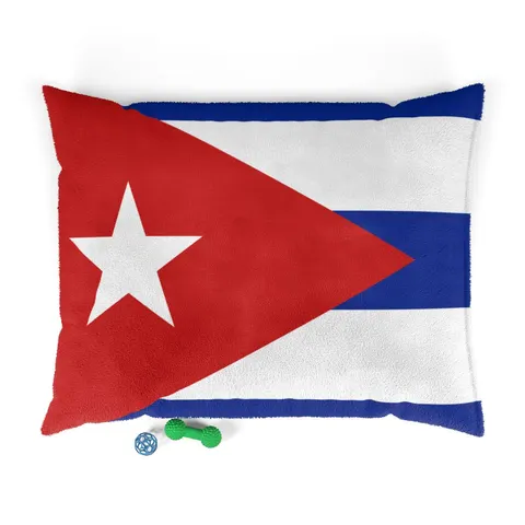 Cuba Blue Stripes & Red Triangle Pet Bed — front view