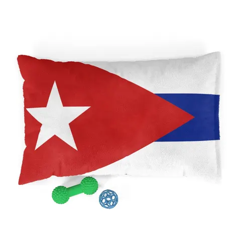 Cuba Blue Stripes & Red Triangle Pet Bed — front view