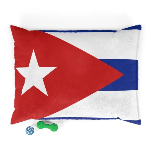 Cuba Blue Stripes & Red Triangle Pet Bed — front view