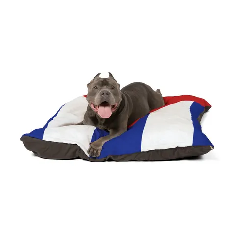 Cuba Blue Stripes & Red Triangle Pet Bed — other view