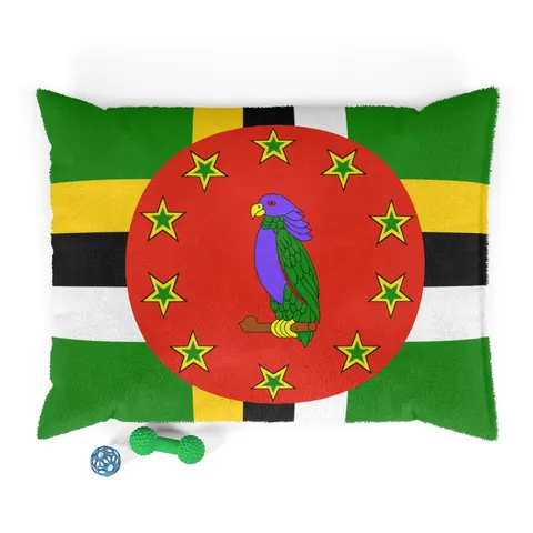 Dominica Green Cross & Circle Pet Bed — front view