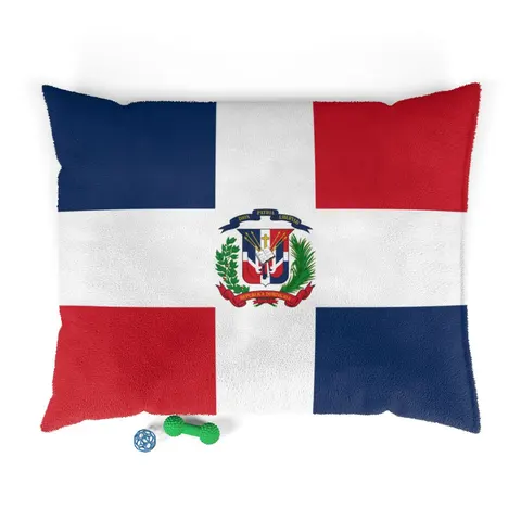 Dominican Republic Cross & Quarters Pet Bed — front view