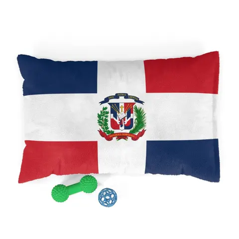 Dominican Republic Cross & Quarters Pet Bed — front view