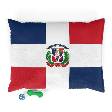Dominican Republic Cross & Quarters Pet Bed — front view