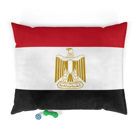 Egypt Red White Black Emblem Pet Bed — front view