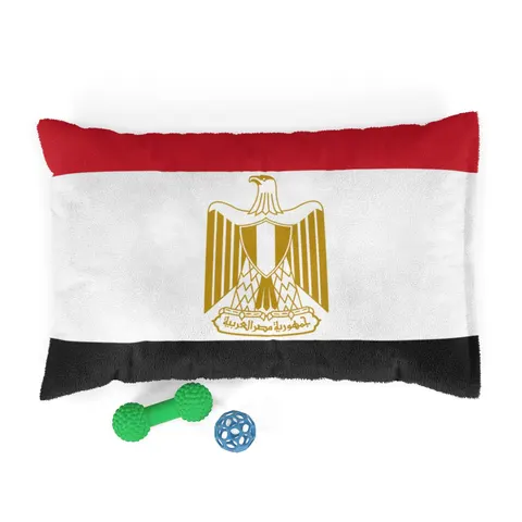 Egypt Red White Black Emblem Pet Bed — front view