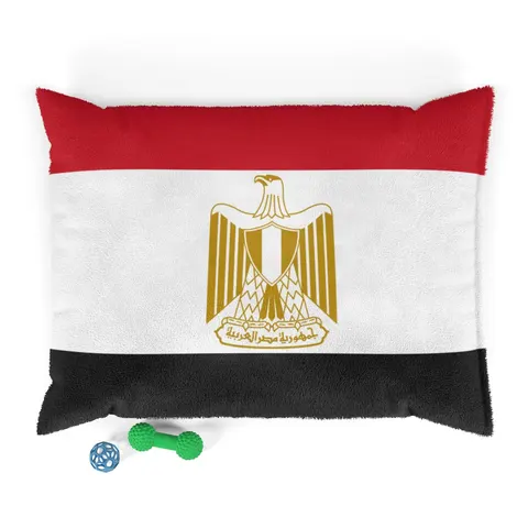 Egypt Red White Black Emblem Pet Bed — front view
