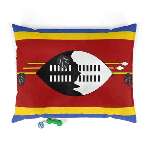 Eswatini Blue Red Yellow Shield Pet Bed — front view