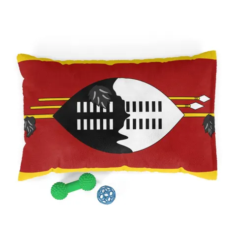 Eswatini Blue Red Yellow Shield Pet Bed — front view