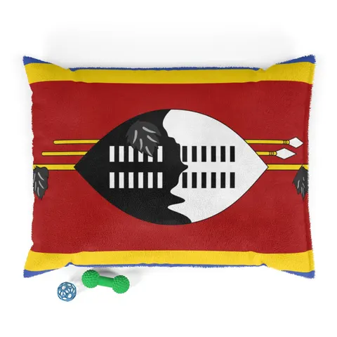 Eswatini Blue Red Yellow Shield Pet Bed — front view