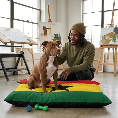 Ghana Red Gold Green & Star Pet Bed