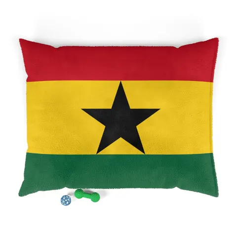 Ghana Red Gold Green & Star Pet Bed — front view