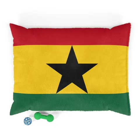 Ghana Red Gold Green & Star Pet Bed — front view