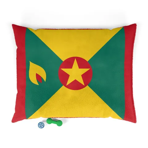 Grenada Red Green Gold Pattern Pet Bed — front view