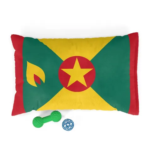 Grenada Red Green Gold Pattern Pet Bed — front view