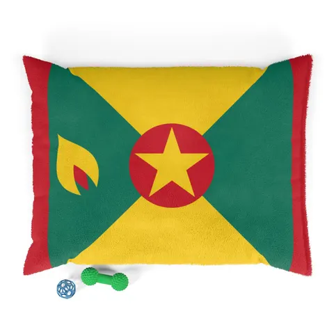 Grenada Red Green Gold Pattern Pet Bed — front view