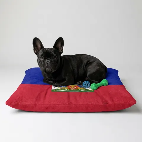 Haiti Blue Red Banner Pet Bed