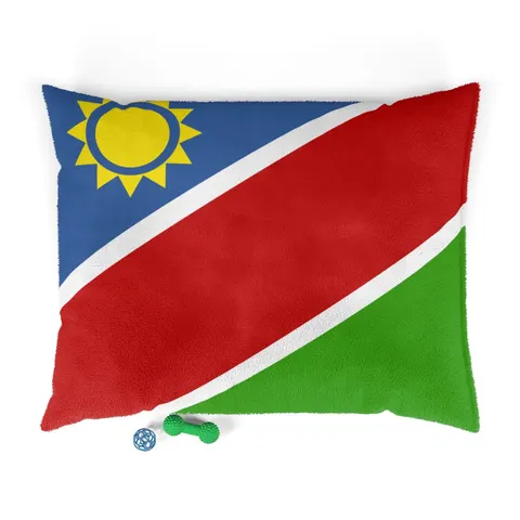 Namibia Diagonal Blue Red Green Pet Bed — front view
