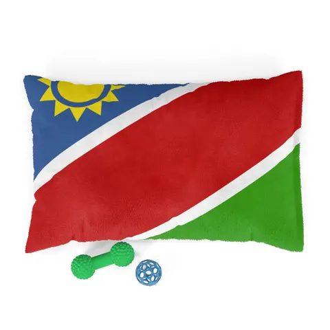 Namibia Diagonal Blue Red Green Pet Bed — front view