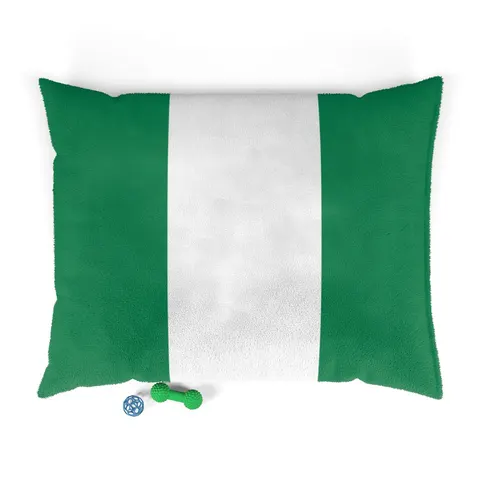 Nigeria Green & White Stripes Pet Bed — front view
