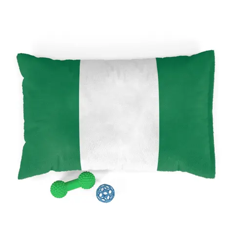 Nigeria Green & White Stripes Pet Bed — front view